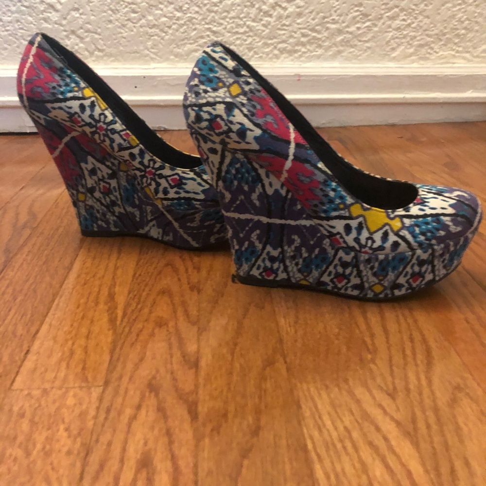 Steve Madden colorful canvas wedges